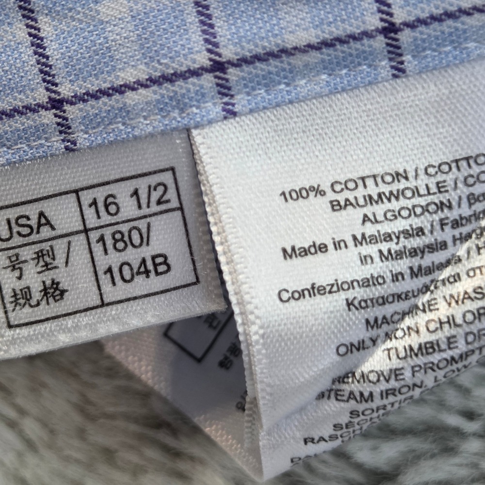 Brooks Brothers Dress Shirt Mens 16.5 32 Regent Non-Iron Check Supima Blue Shirt - Picture 3 of 6